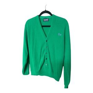 Vintage 80's Grandpa Challenger Sweater Turtle Emblem Green Size M